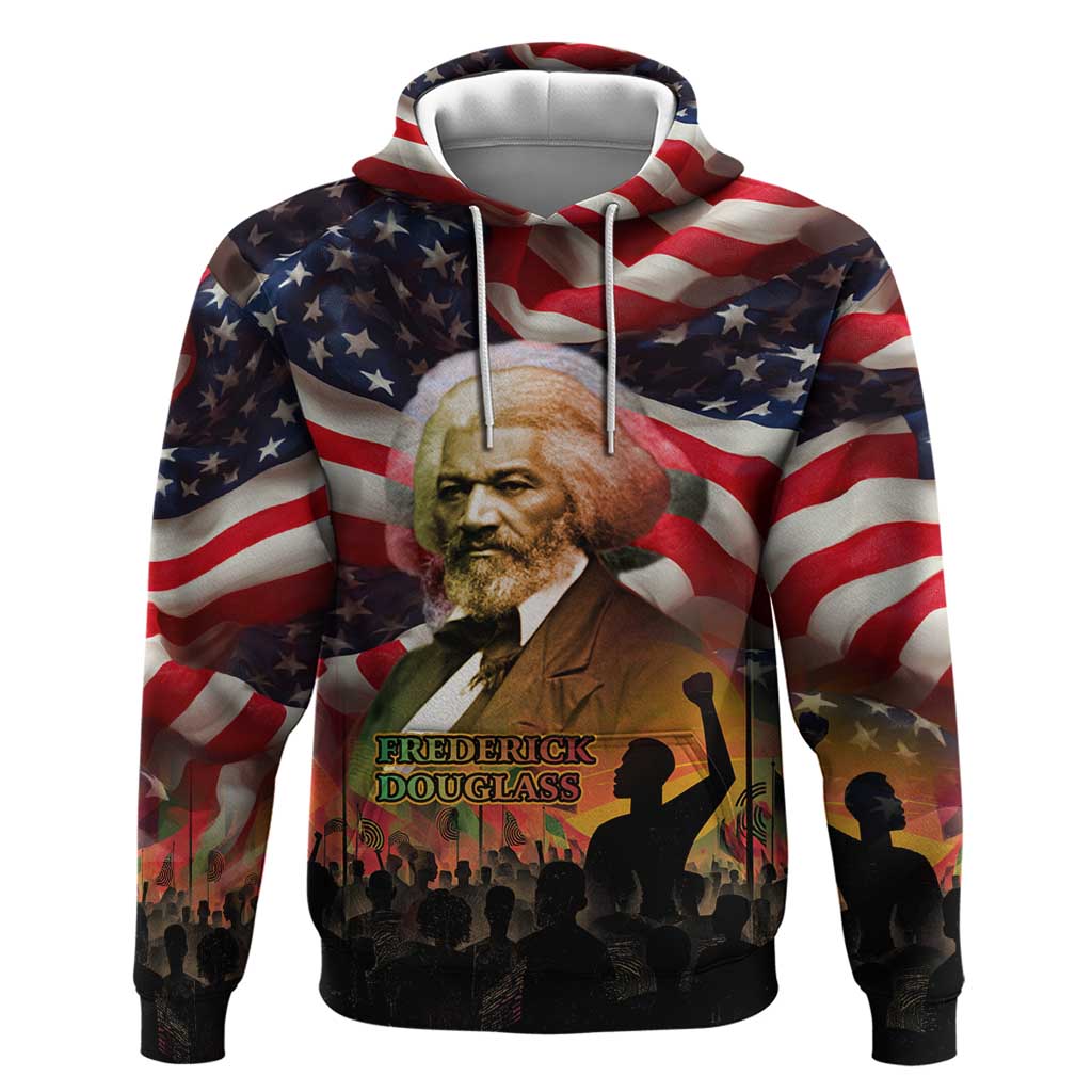 Frederick Douglass Zip Hoodie American Flag Background Powerful Quote Build Strong Children Civil Rights Tribute - Wonder Print Shop