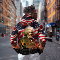 Frederick Douglass Zip Hoodie American Flag Background Powerful Quote Build Strong Children Civil Rights Tribute - Wonder Print Shop