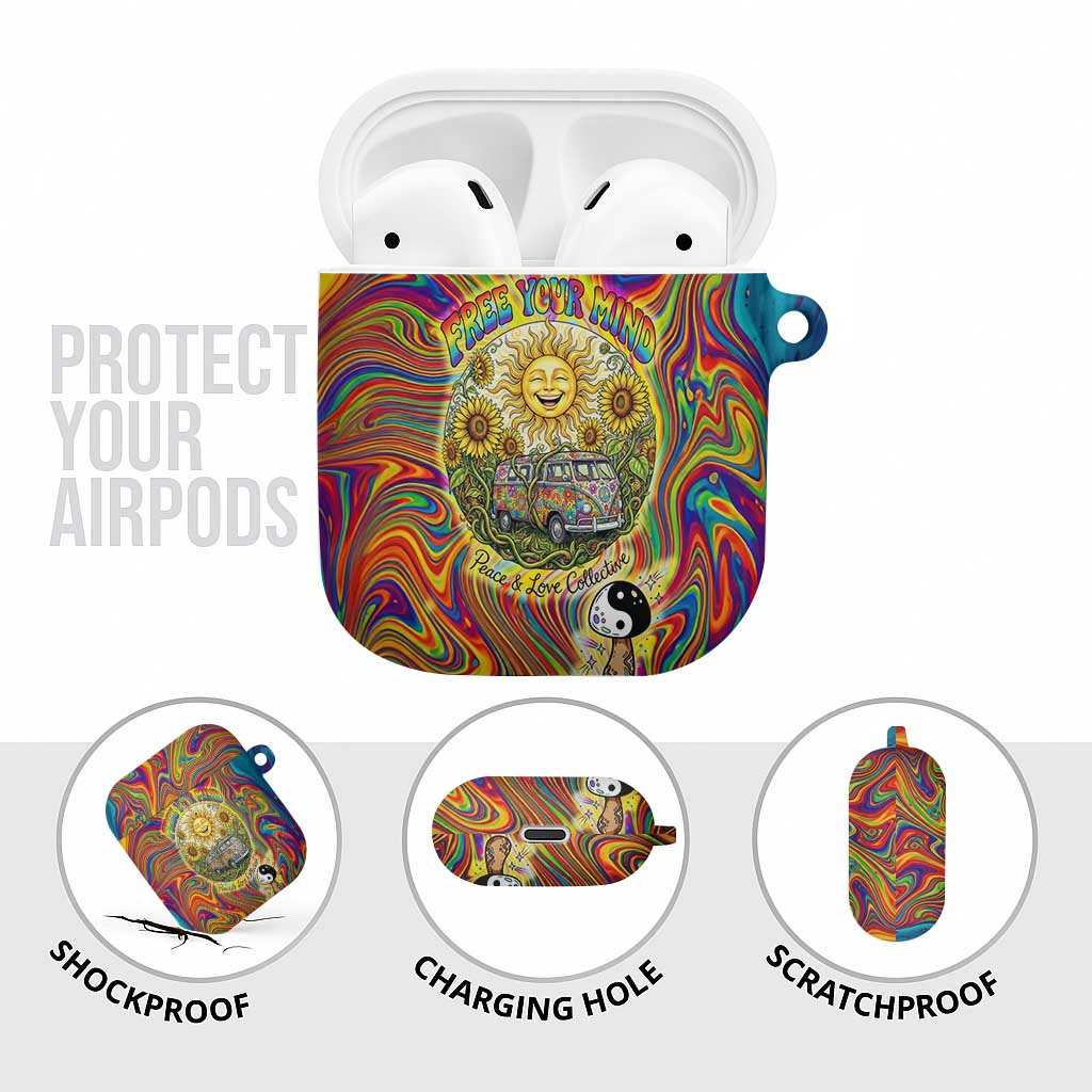 Free Your Mind Peace Love Collective AirPods Case Psychedelic Hippie Vibes