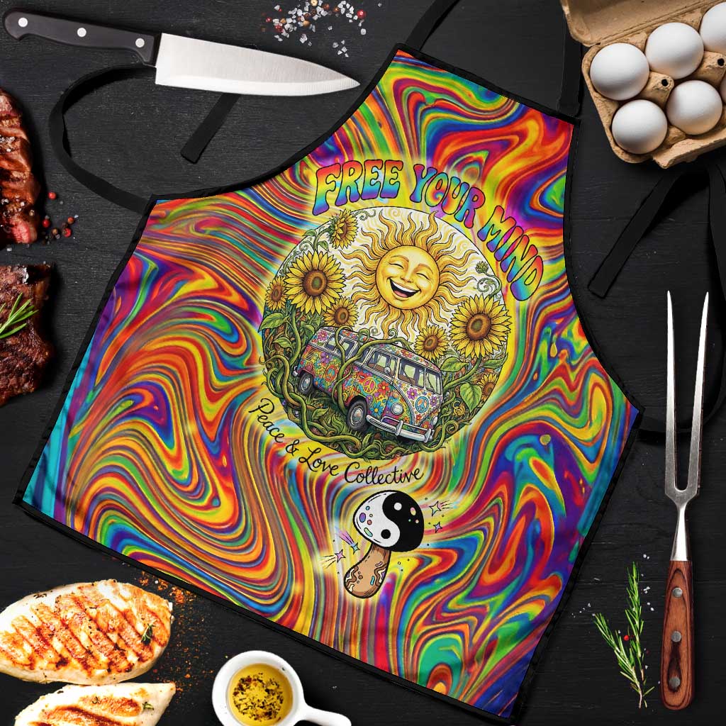 Free Your Mind Peace Love Collective Apron Psychedelic Hippie Vibes