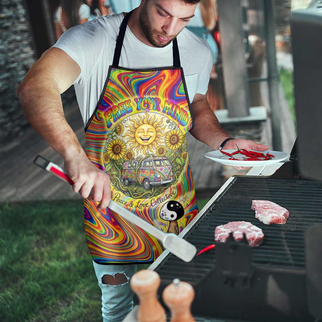 Free Your Mind Peace Love Collective Apron Psychedelic Hippie Vibes