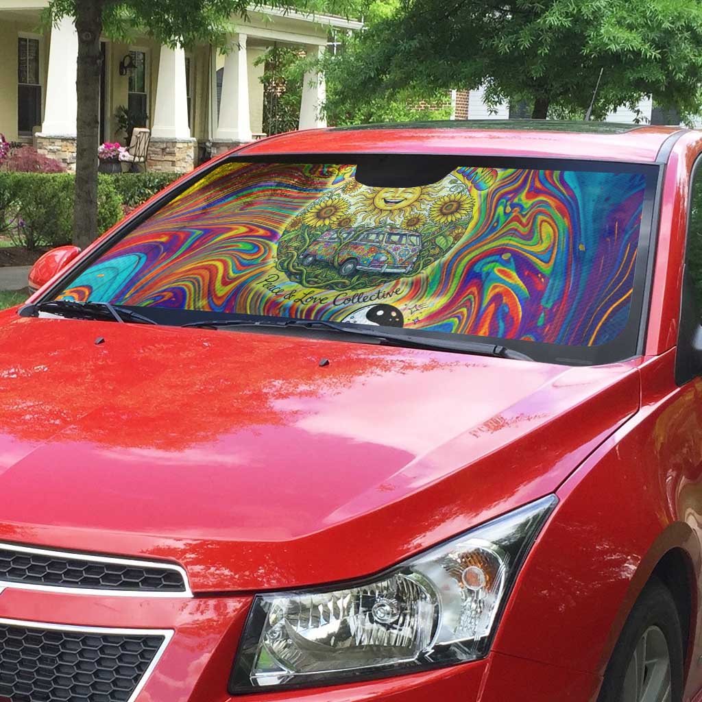 Free Your Mind Peace Love Collective Auto Sun Shade Psychedelic Hippie Vibes