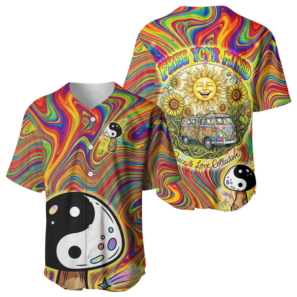 Free Your Mind Peace Love Collective Baseball Jersey Psychedelic Hippie Vibes
