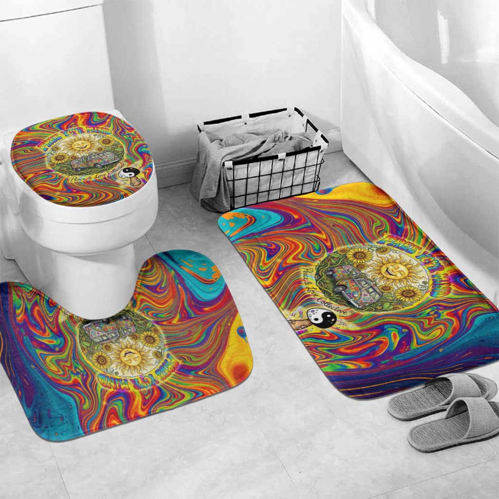 Free Your Mind Peace Love Collective Bathroom Set Psychedelic Hippie Vibes