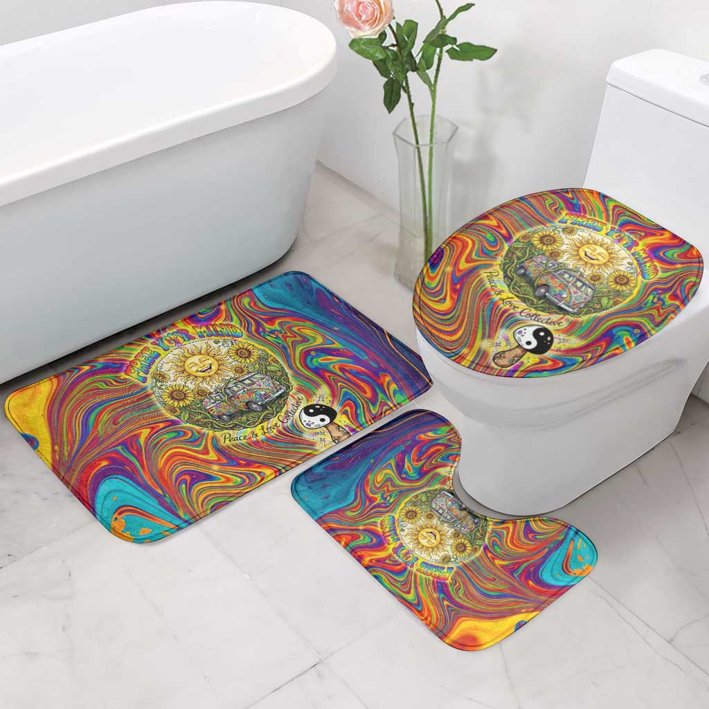 Free Your Mind Peace Love Collective Bathroom Set Psychedelic Hippie Vibes