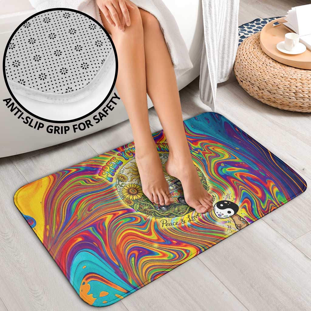 Free Your Mind Peace Love Collective Bathroom Set Psychedelic Hippie Vibes