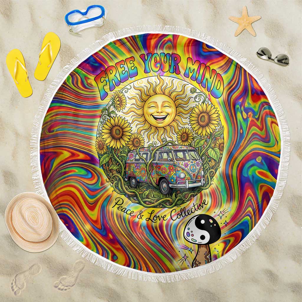 Free Your Mind Peace Love Collective Beach Blanket Psychedelic Hippie Vibes