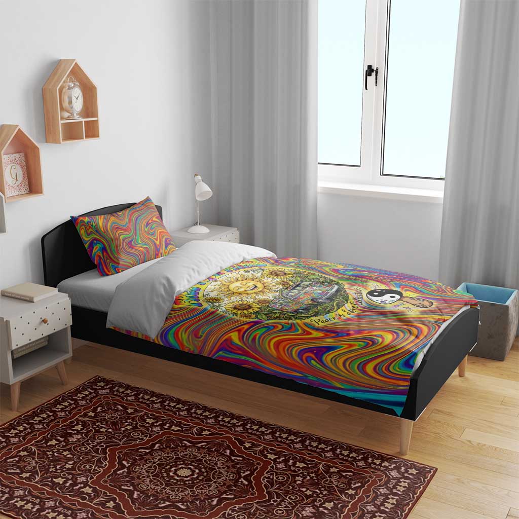 Free Your Mind Peace Love Collective Bedding Set Psychedelic Hippie Vibes