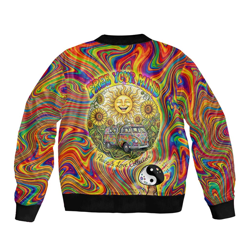 Free Your Mind Peace Love Collective Bomber Jacket Psychedelic Hippie Vibes