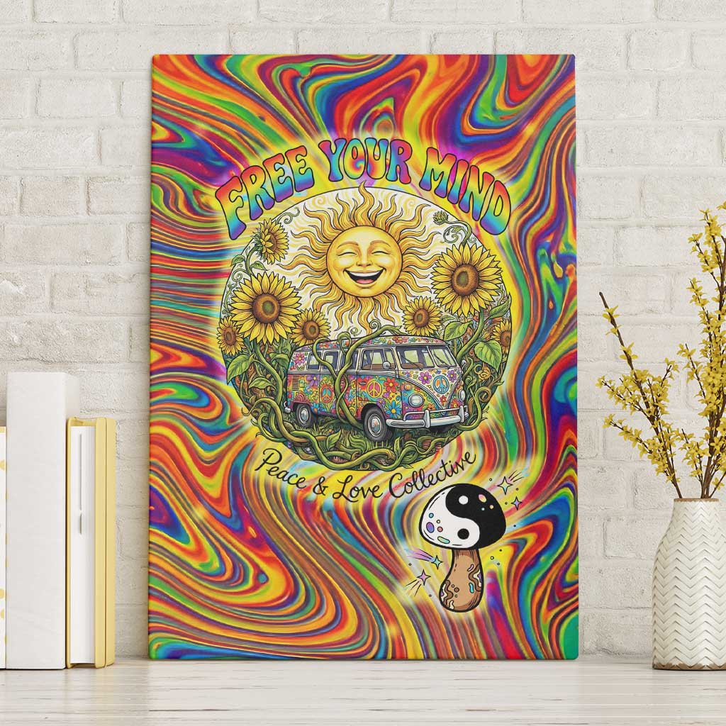 Free Your Mind Peace Love Collective Canvas Wall Art Psychedelic Hippie Vibes