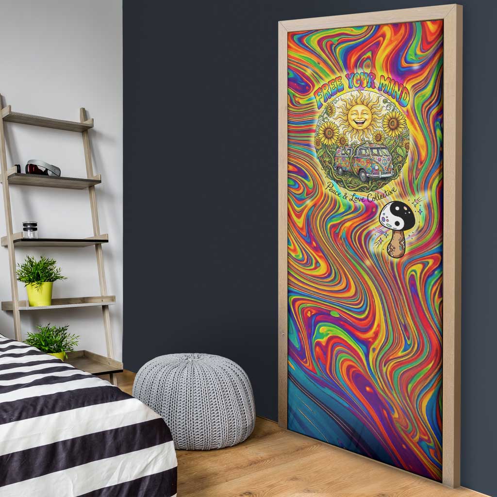 Free Your Mind Peace Love Collective Door Cover Psychedelic Hippie Vibes