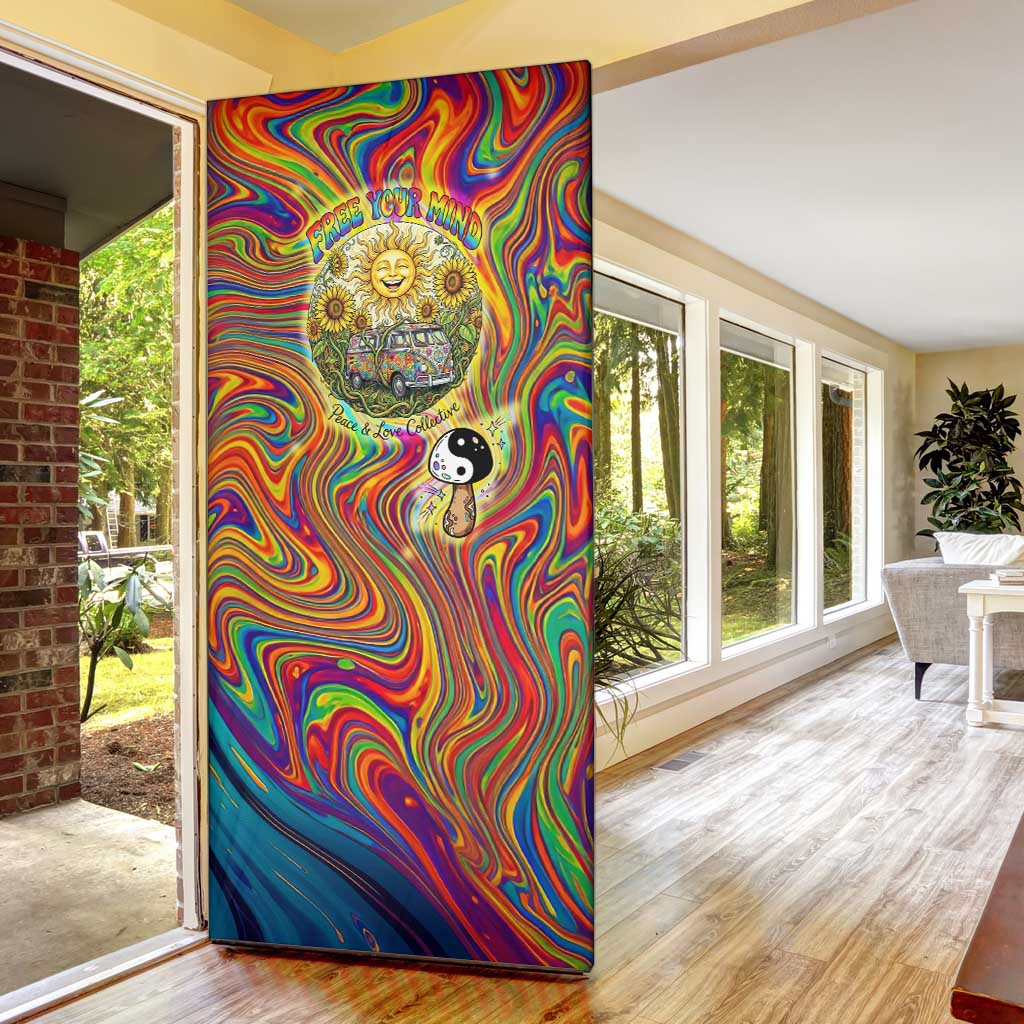 Free Your Mind Peace Love Collective Door Cover Psychedelic Hippie Vibes