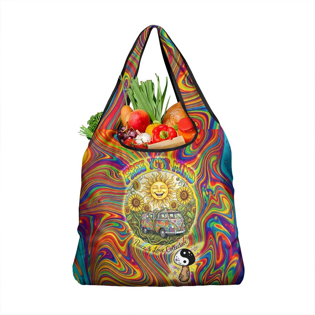 Free Your Mind Peace Love Collective Grocery Bag Psychedelic Hippie Vibes