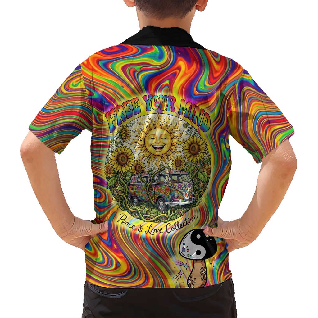 Free Your Mind Peace Love Collective Hawaiian Shirt Psychedelic Hippie Vibes
