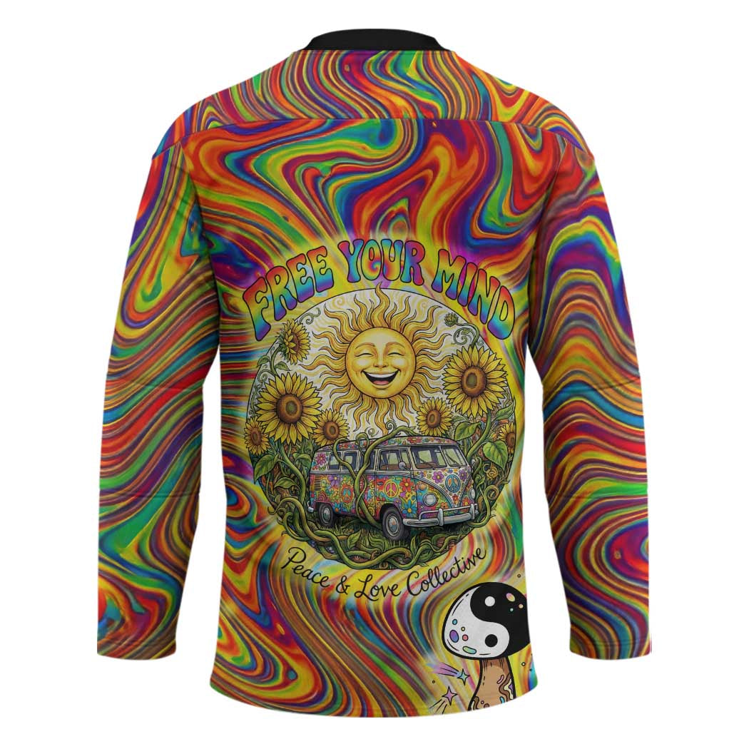 Free Your Mind Peace Love Collective Hockey Jersey Psychedelic Hippie Vibes