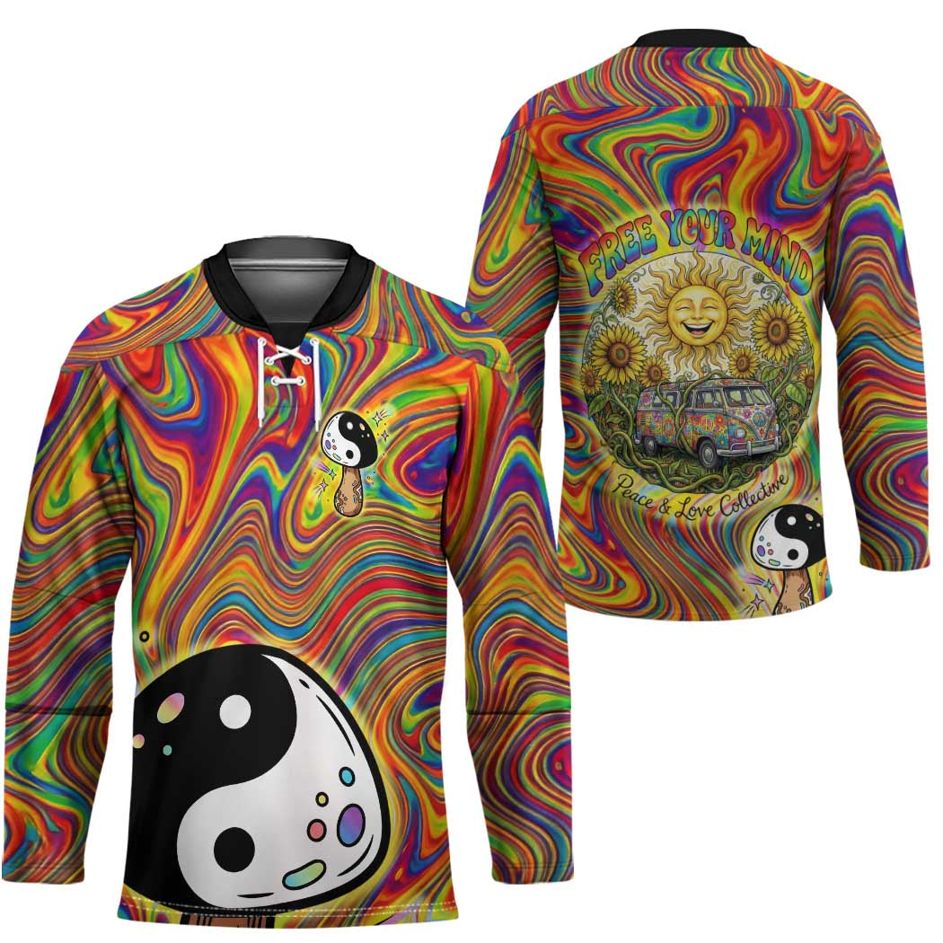 Free Your Mind Peace Love Collective Hockey Jersey Psychedelic Hippie Vibes