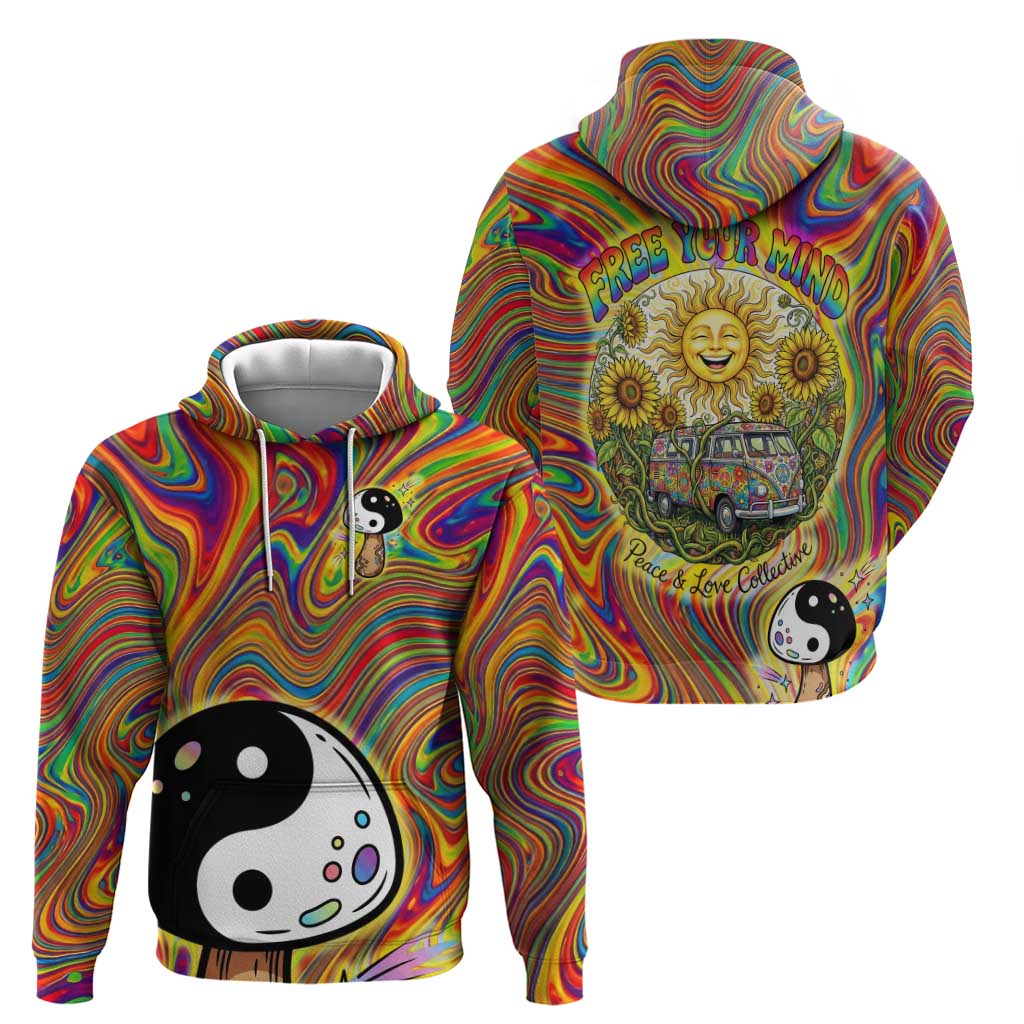 Free Your Mind Peace Love Collective Hoodie Psychedelic Hippie Vibes