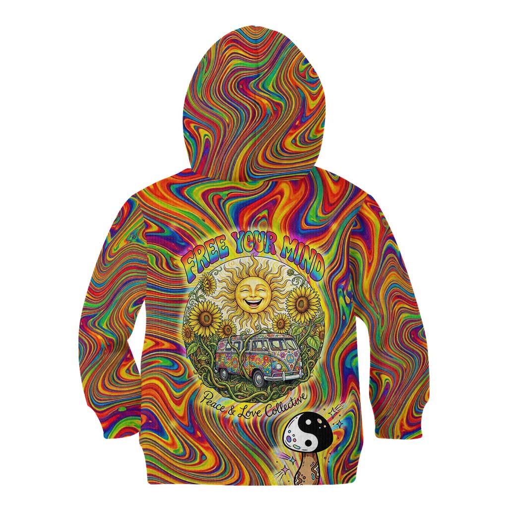 Free Your Mind Peace Love Collective Kid Hoodie Psychedelic Hippie Vibes