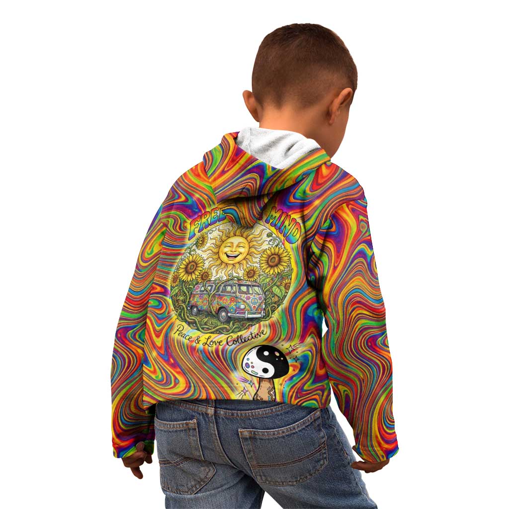 Free Your Mind Peace Love Collective Kid Hoodie Psychedelic Hippie Vibes