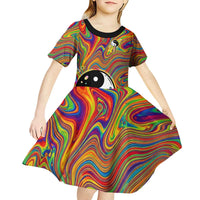 Free Your Mind Peace Love Collective Kid Short Sleeve Dress Psychedelic Hippie Vibes