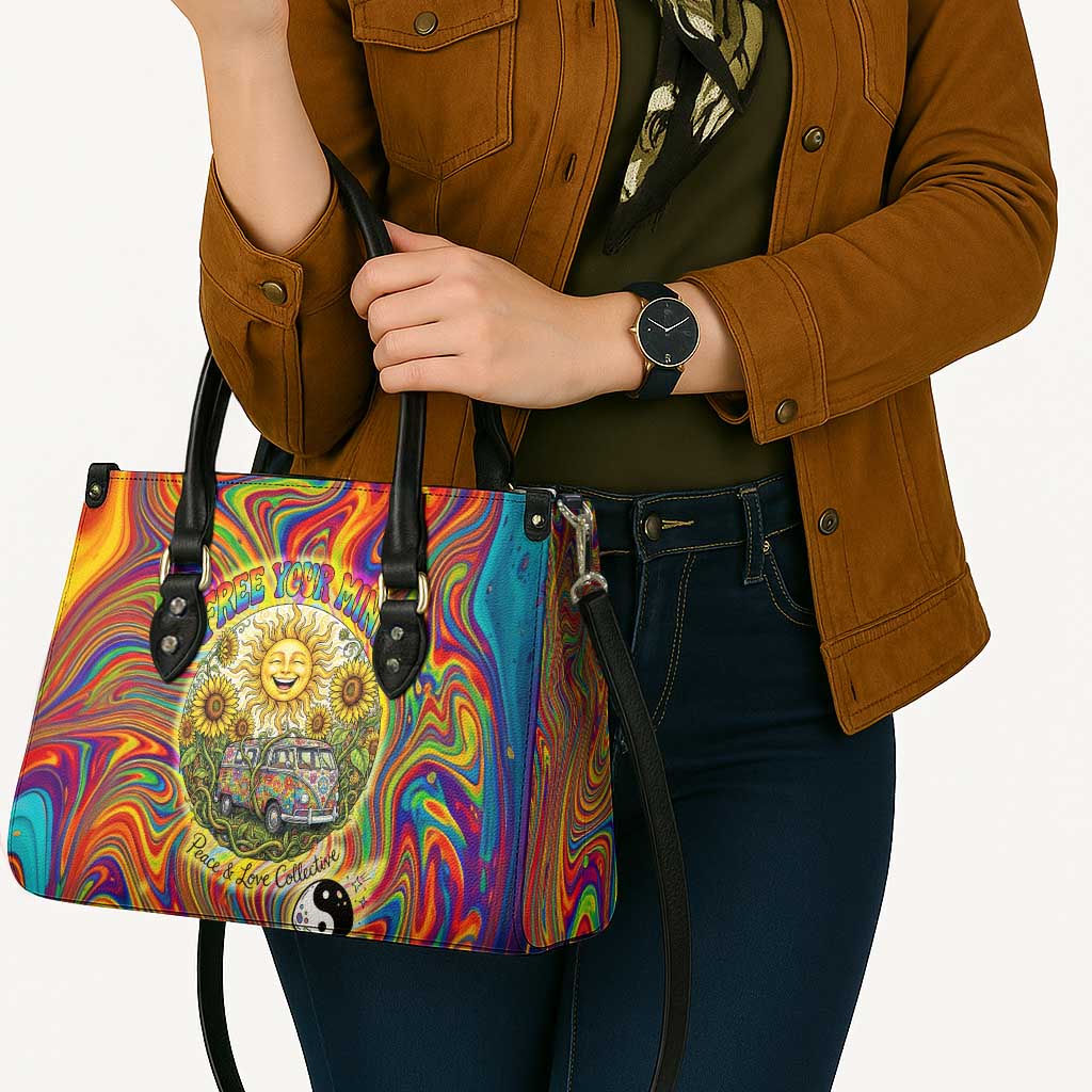 Free Your Mind Peace Love Collective Leather Bag Psychedelic Hippie Vibes