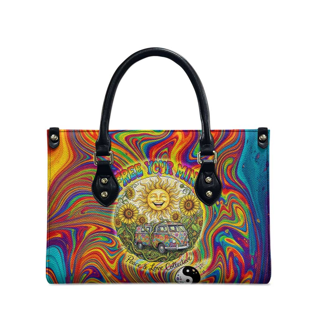 Free Your Mind Peace Love Collective Leather Bag Psychedelic Hippie Vibes