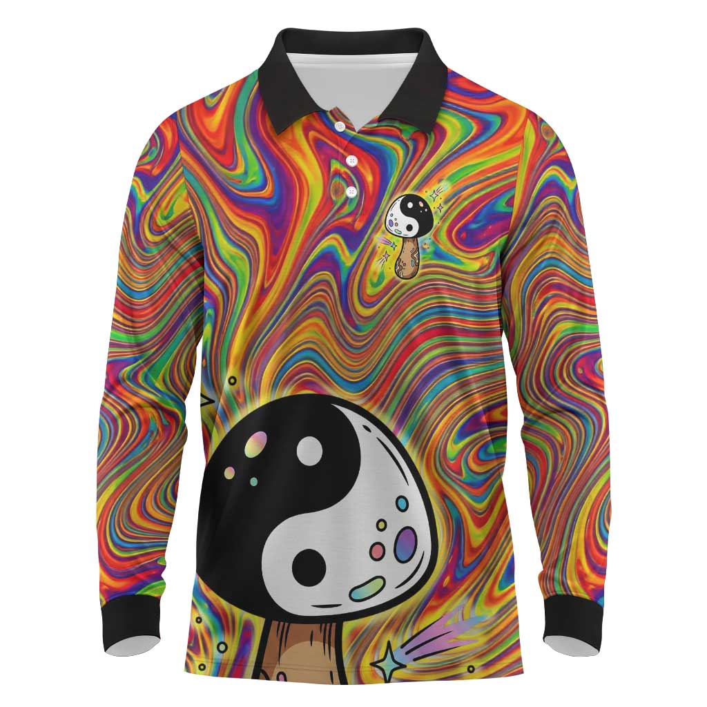 Free Your Mind Peace Love Collective Long Sleeve Polo Shirt Psychedelic Hippie Vibes