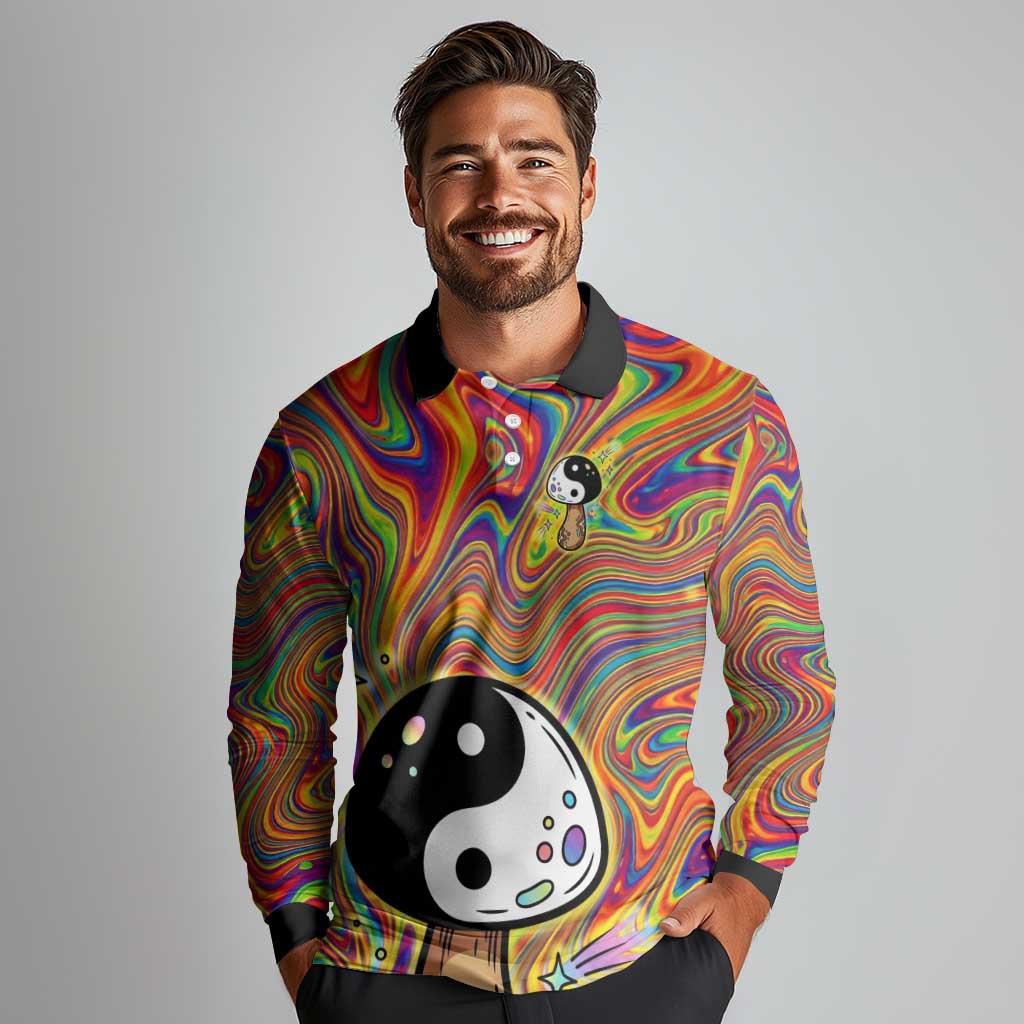 Free Your Mind Peace Love Collective Long Sleeve Polo Shirt Psychedelic Hippie Vibes