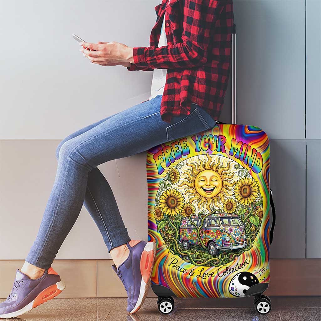 Free Your Mind Peace Love Collective Luggage Cover Psychedelic Hippie Vibes