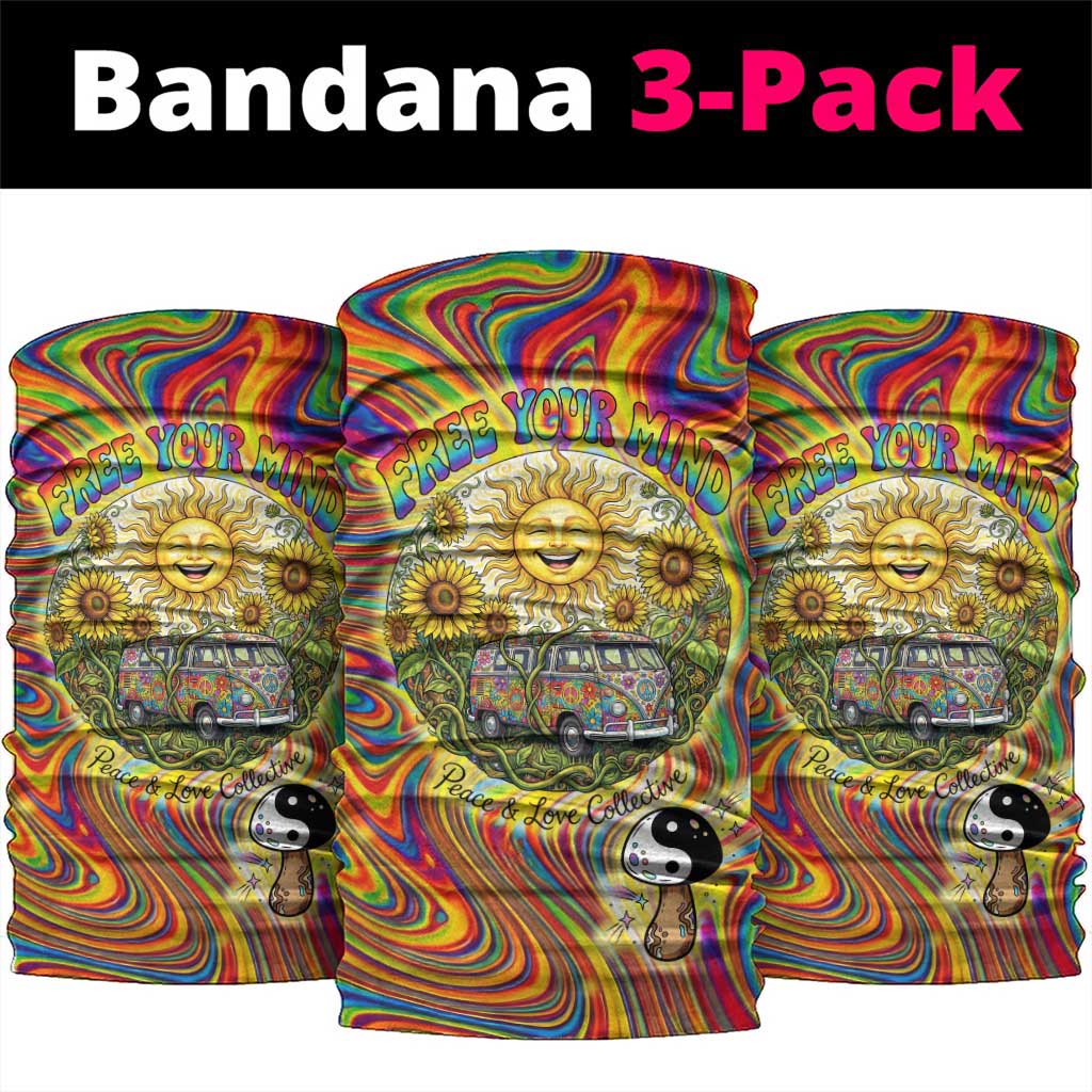 Free Your Mind Peace Love Collective Neck Gaiter Psychedelic Hippie Vibes