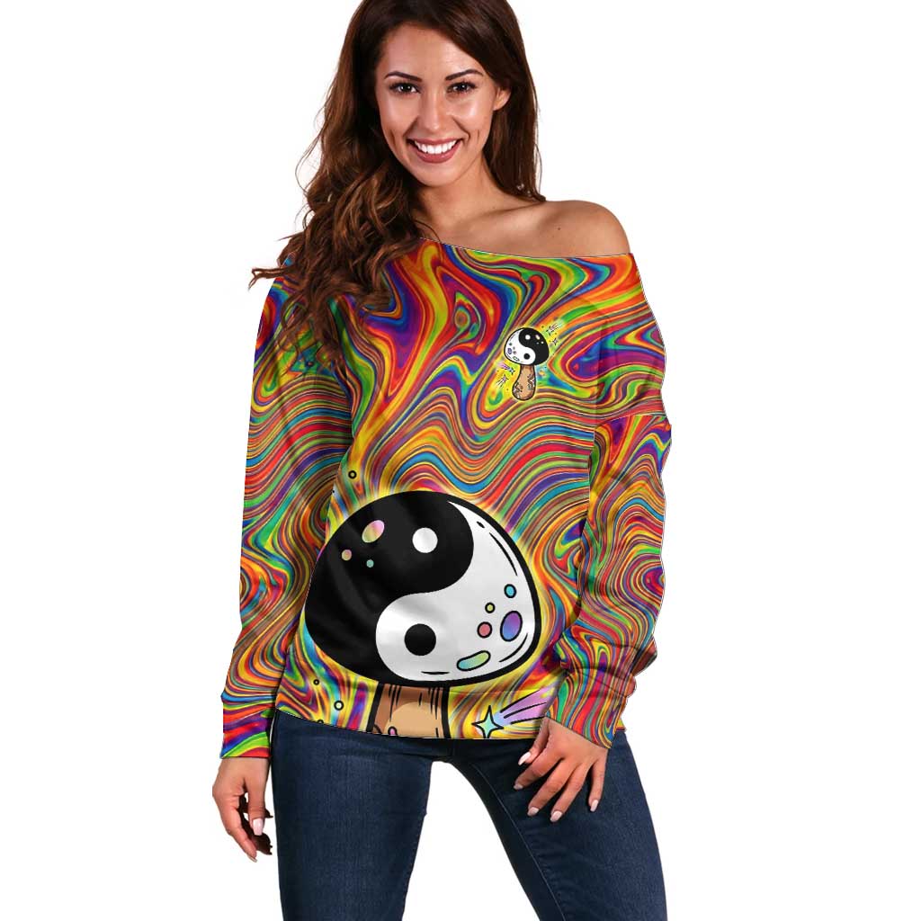 Free Your Mind Peace Love Collective Off Shoulder Sweater Psychedelic Hippie Vibes