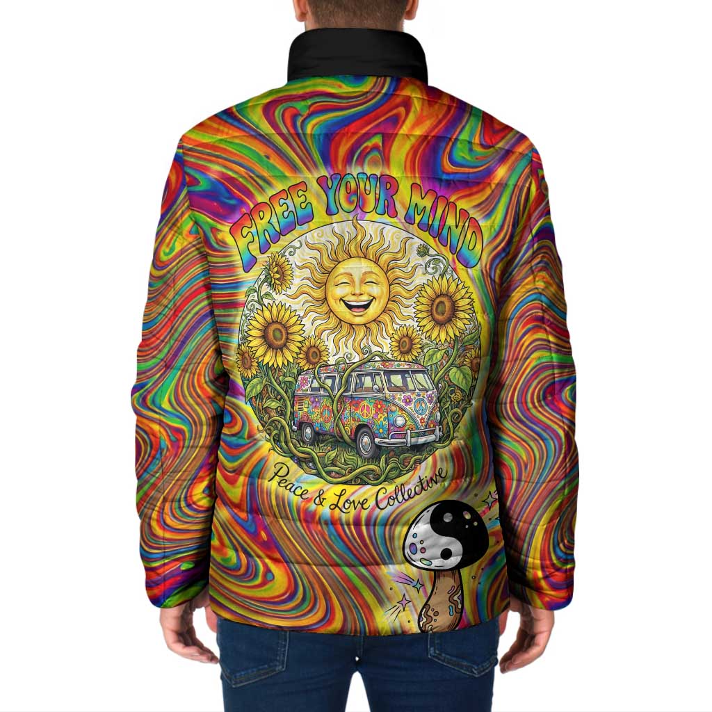 Free Your Mind Peace Love Collective Padded Jacket Psychedelic Hippie Vibes