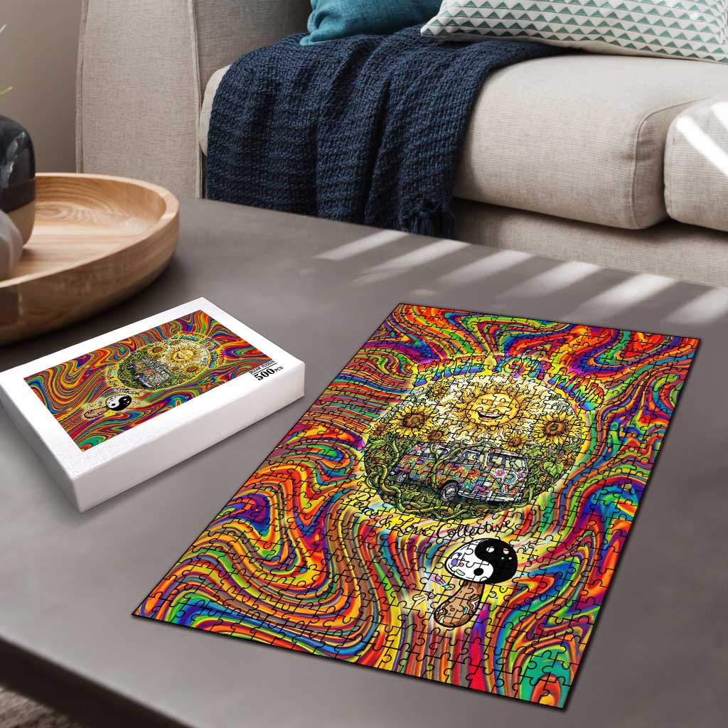 Free Your Mind Peace Love Collective Puzzle Psychedelic Hippie Vibes