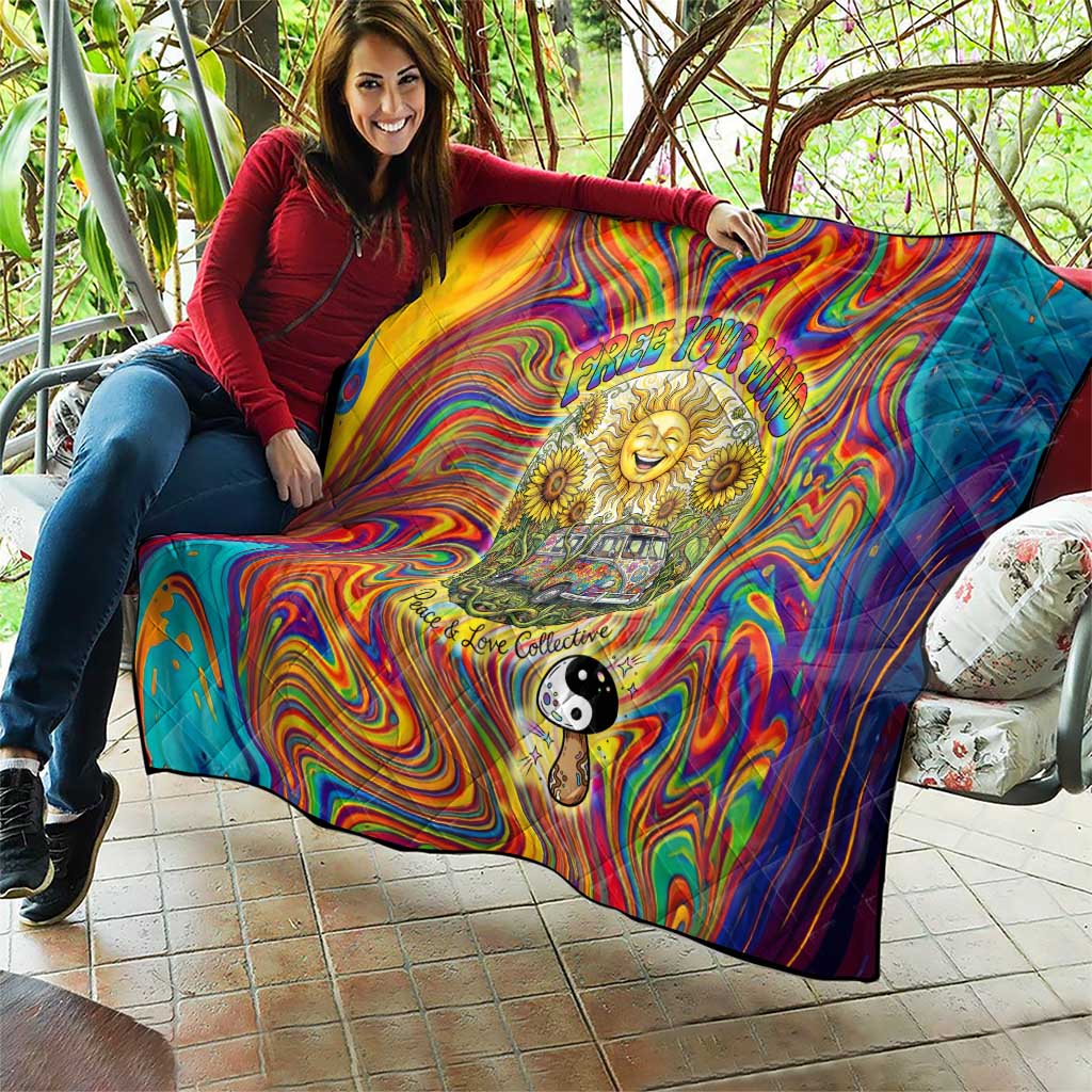 Free Your Mind Peace Love Collective Quilt Psychedelic Hippie Vibes
