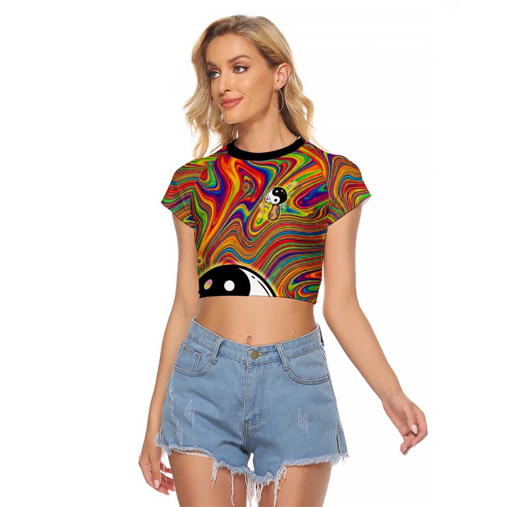 Free Your Mind Peace Love Collective Raglan Cropped T Shirt Psychedelic Hippie Vibes