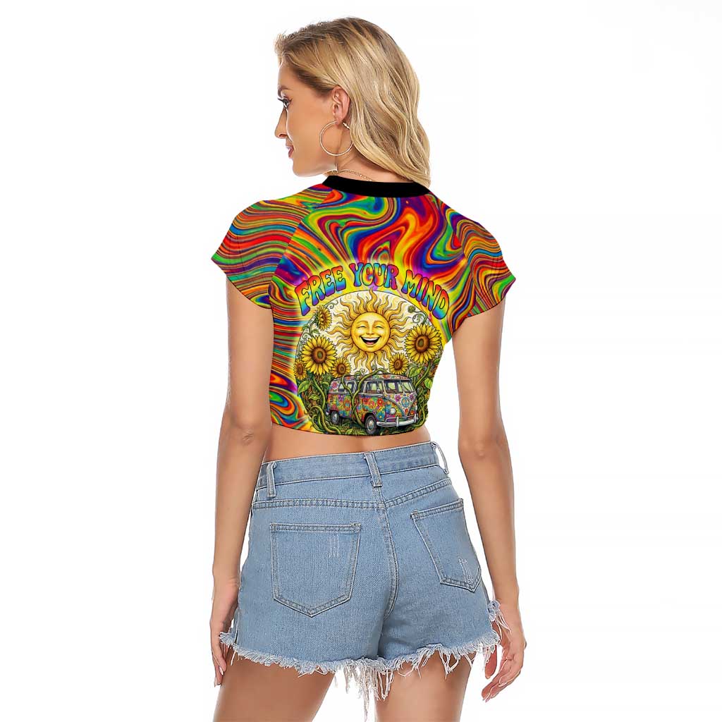 Free Your Mind Peace Love Collective Raglan Cropped T Shirt Psychedelic Hippie Vibes