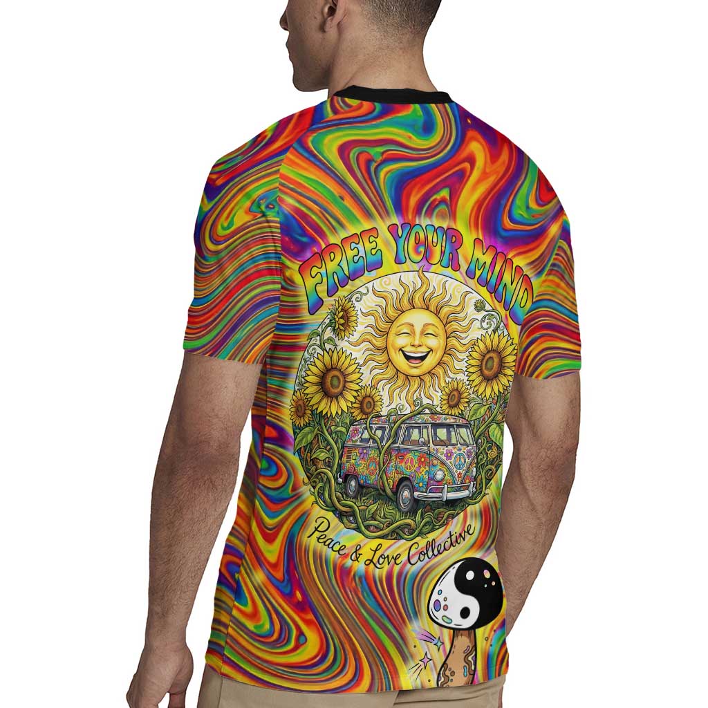 Free Your Mind Peace Love Collective Rugby Jersey Psychedelic Hippie Vibes
