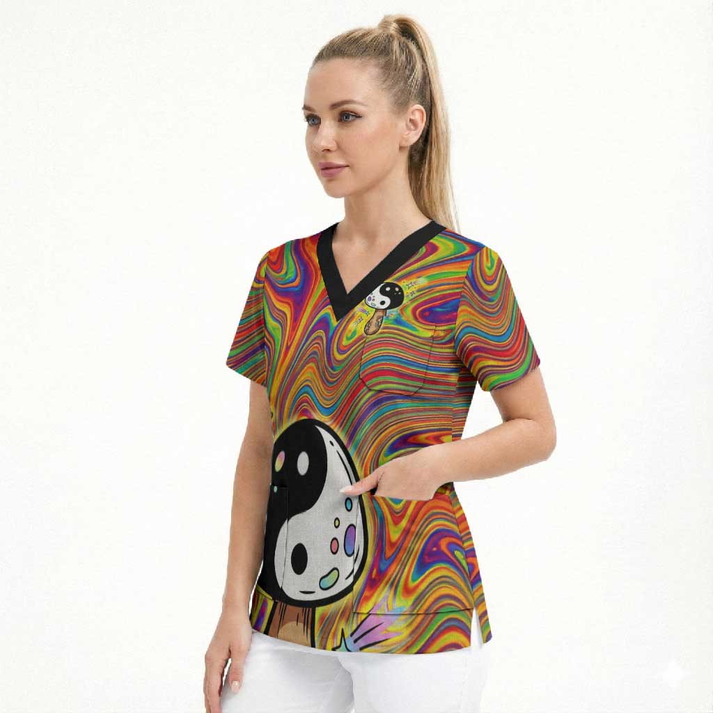 Free Your Mind Peace Love Collective Scrub Top Psychedelic Hippie Vibes