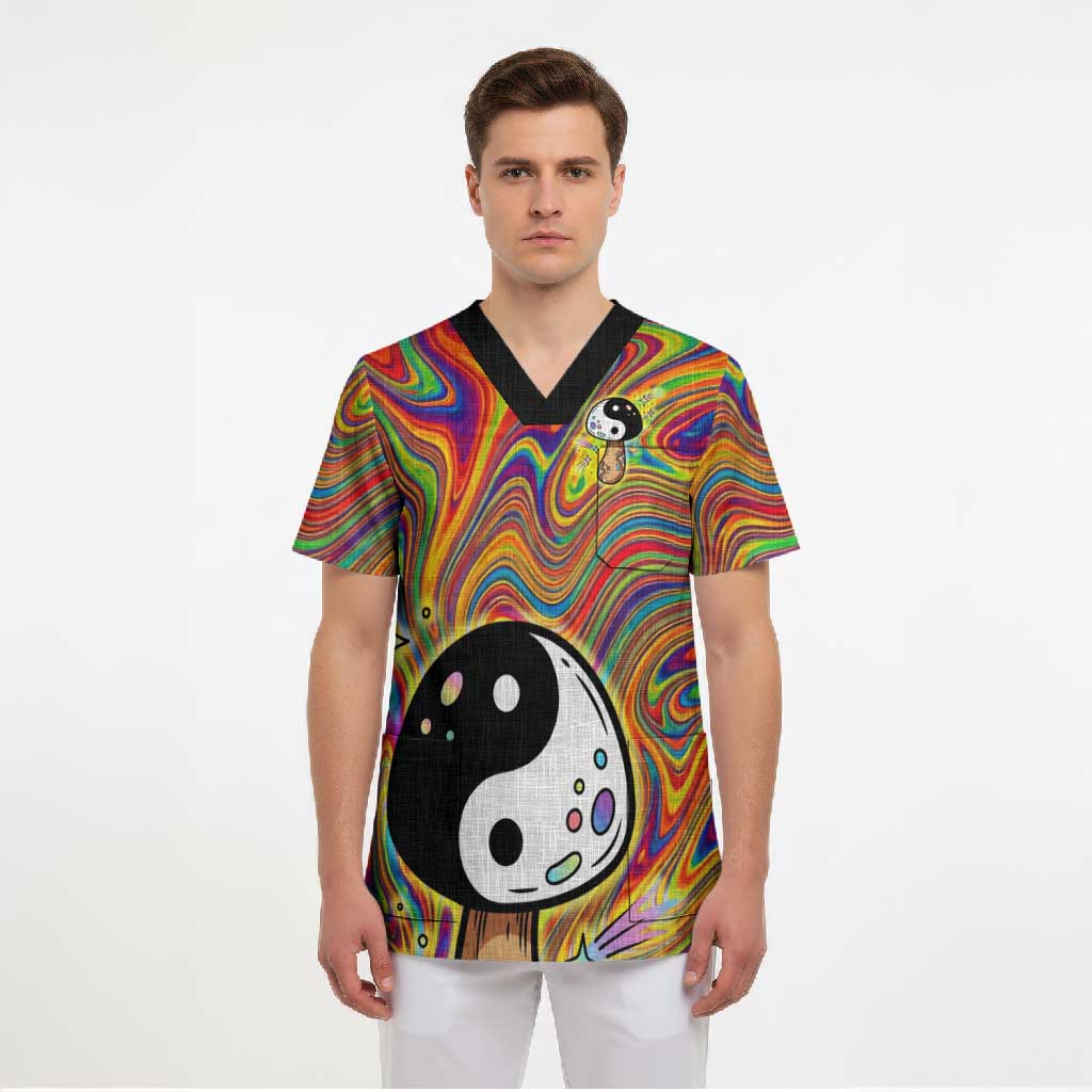 Free Your Mind Peace Love Collective Scrub Top Psychedelic Hippie Vibes