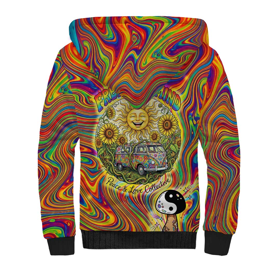 Free Your Mind Peace Love Collective Sherpa Hoodie Psychedelic Hippie Vibes