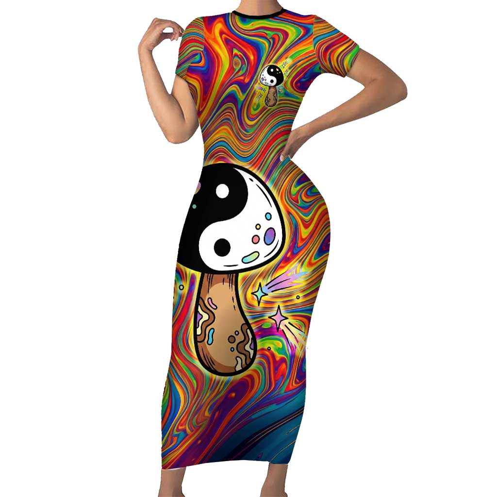Free Your Mind Peace Love Collective Short Sleeve Bodycon Dress Psychedelic Hippie Vibes
