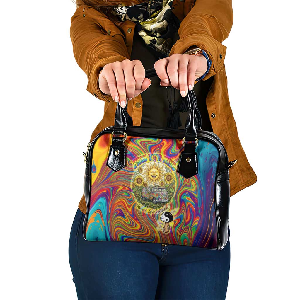 Free Your Mind Peace Love Collective Shoulder Handbag Psychedelic Hippie Vibes