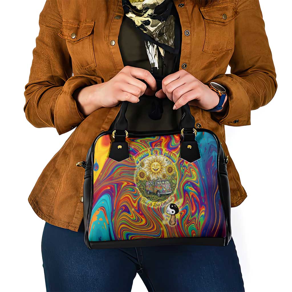 Free Your Mind Peace Love Collective Shoulder Handbag Psychedelic Hippie Vibes