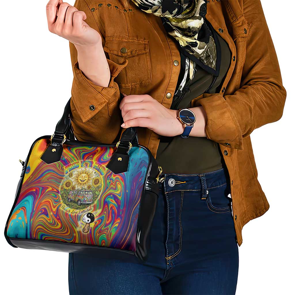Free Your Mind Peace Love Collective Shoulder Handbag Psychedelic Hippie Vibes