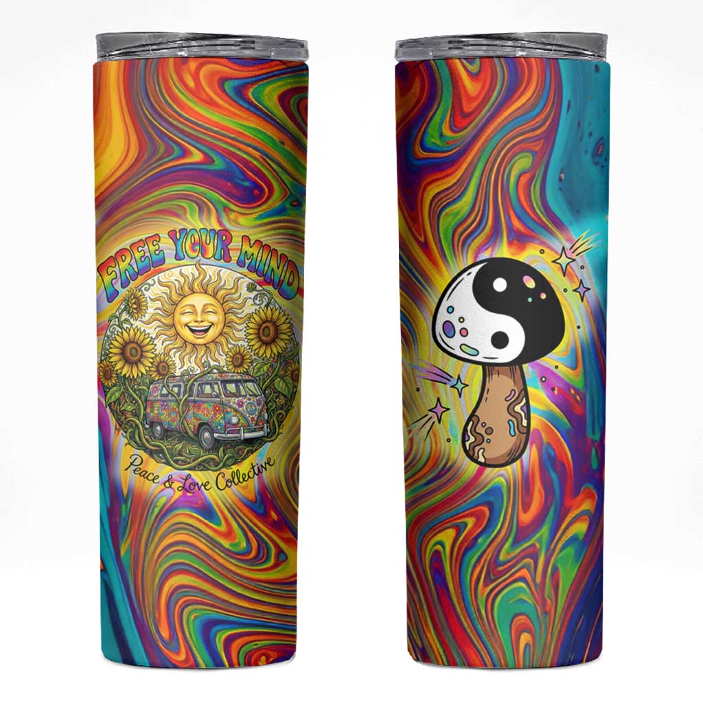 Free Your Mind Peace Love Collective Skinny Tumbler Psychedelic Hippie Vibes