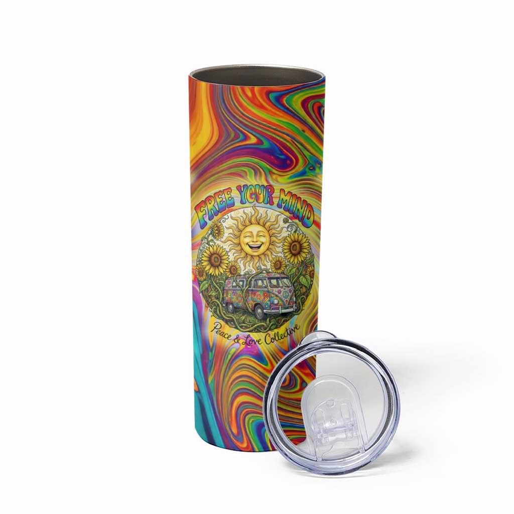 Free Your Mind Peace Love Collective Skinny Tumbler Psychedelic Hippie Vibes