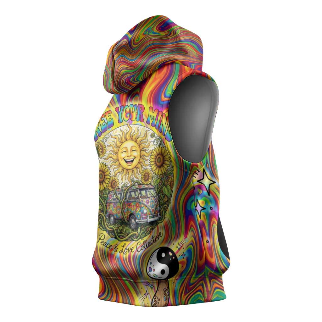 Free Your Mind Peace Love Collective Sleeveless Hoodie Psychedelic Hippie Vibes