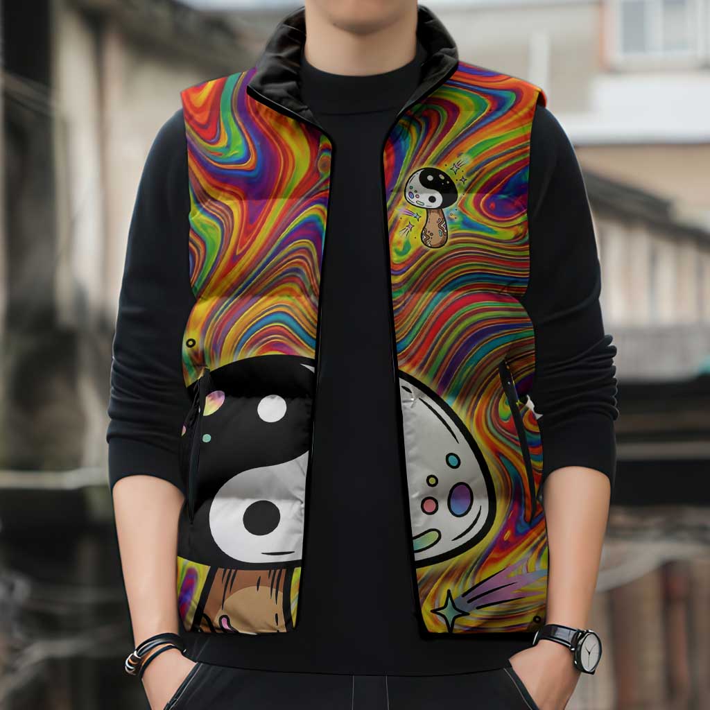 Free Your Mind Peace Love Collective Sleeveless Puffer Jacket Psychedelic Hippie Vibes