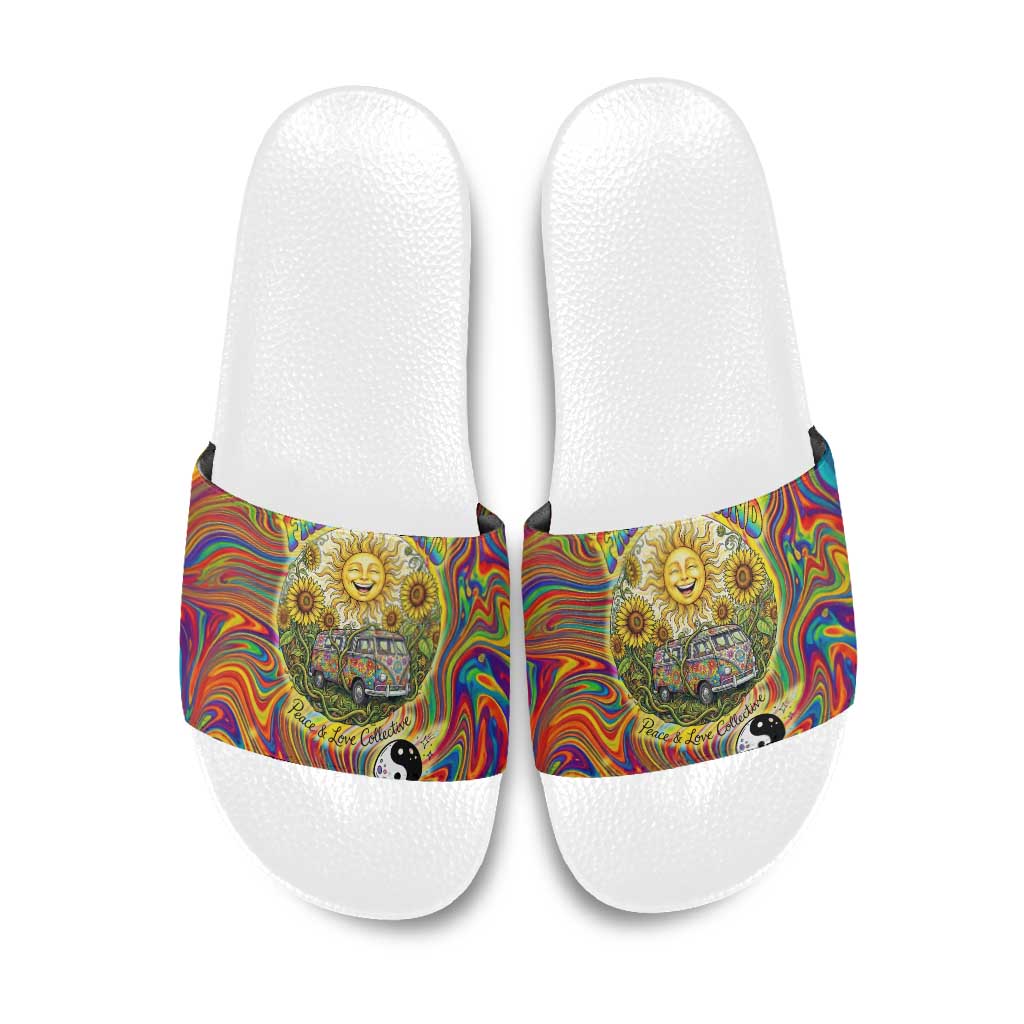 Free Your Mind Peace Love Collective Slide Sandals Psychedelic Hippie Vibes