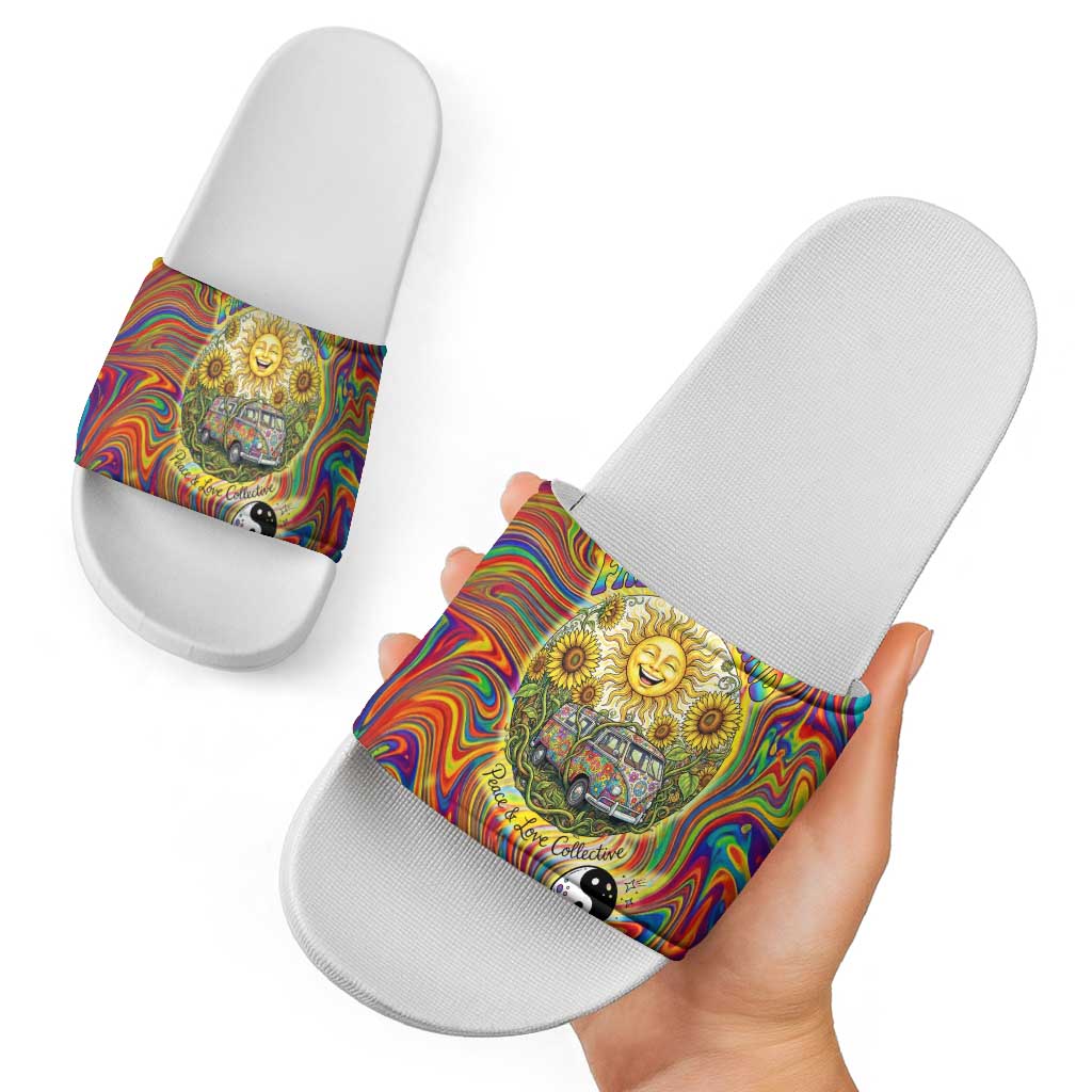 Free Your Mind Peace Love Collective Slide Sandals Psychedelic Hippie Vibes